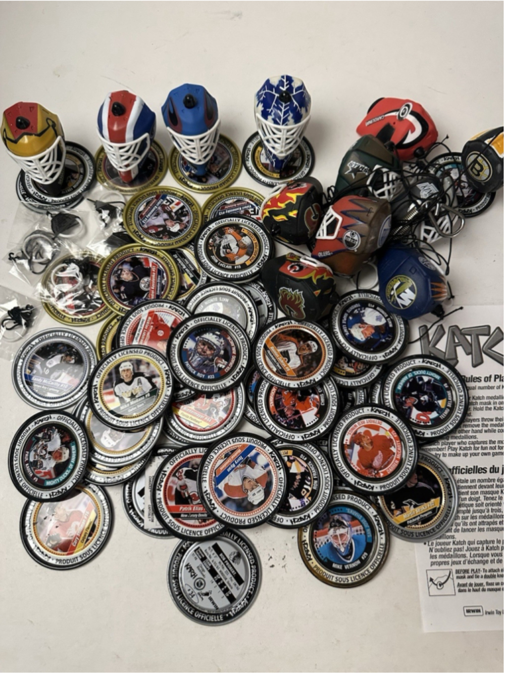 Vintage 90s NHL Katch POGs Lot Metal Slammers Goalie Mask Tops Hockey